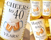 Cheers to 40 Years - Personalized Beer Labels - Beer Stickers - Beer Decorations - Custom Beer Label Decals Il_170x135