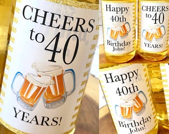 Cheers to 40 Years - Personalized Beer Labels - Beer Stickers - Beer Decorations - Custom Beer Label Decals