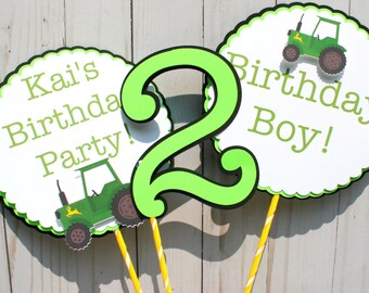 Green tractor birthday party decorations - farm themed birthday party supplies