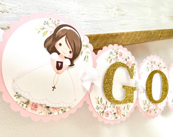 Communion Decorations - Little Girl's Communion Banner - First Holy Communion Decorations - Mi Primera Comunion