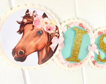 Horse Birthday Decorations - Cowgirl Birthday - Happy Birthday Banner