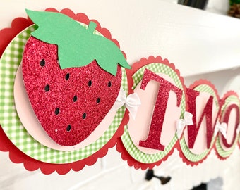 Two Sweet Birthday Decorations - Strawberry Themed Party Decor- Sweet One - Berry First Birthday
