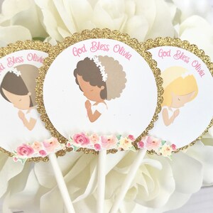 First Communion Cupcake Toppers - Communion Cake Toppers