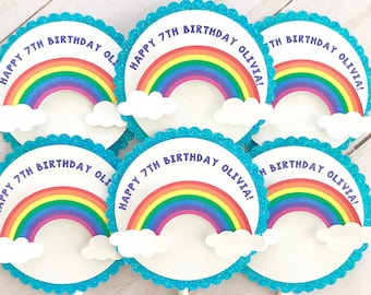 Rainbow Cupcake Toppers - Rainbow Birthday Decorations