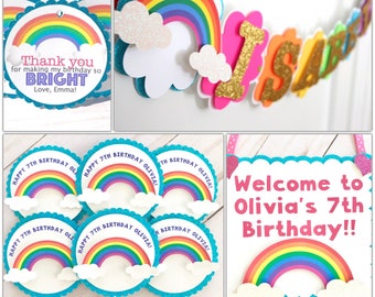 Rainbow Birthday Banner - Rainbow Birthday Decorations - Package