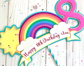 Rainbow Birthday Banner - Rainbow Birthday Decorations - Rainbow Cake Topper - Welcome Sign
