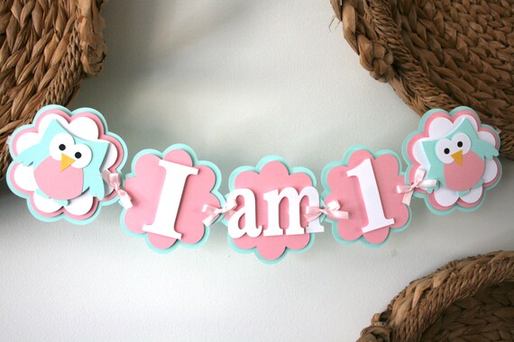Owl High Chair Banner Baby S First Birthday Banner Happy 1st