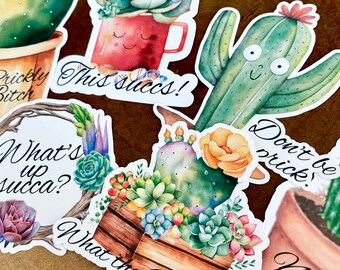 Succulent Stickers - Cactus Decals - Succulent and Cactus Sticker Set