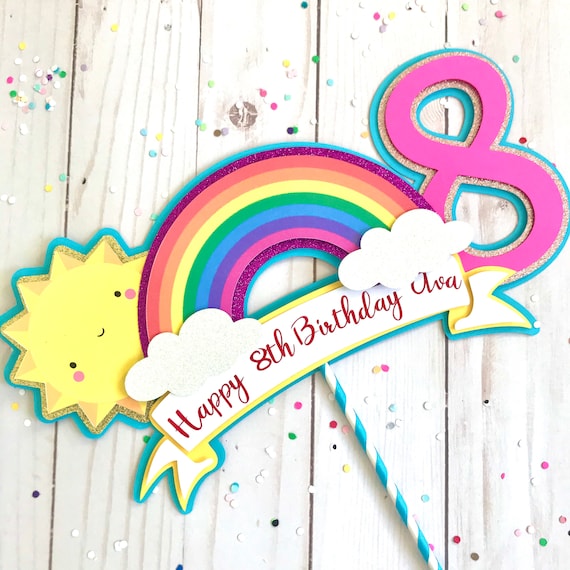 Rainbow Happy Birthday Sign Printable Colorful Birthday Decorations Rainbow  Silver Happy Birthday Poster Personalized Happy Birthday Print 