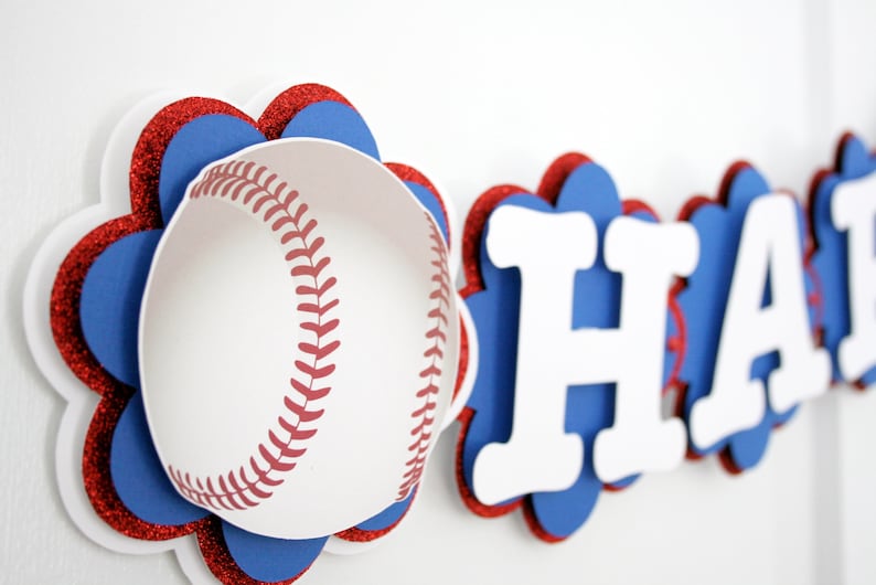 Baseball Birthday Banner Baseball first birthday banner Birthday Banner Baseball birthday decorations concessions banner image 4