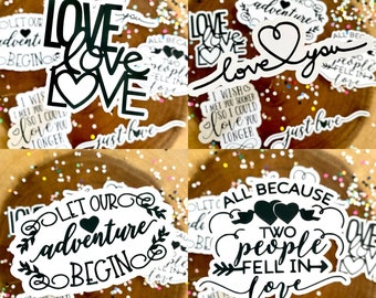 Love stickers - scrapbook stickers - custom stickers - Wedding Guest Book Stickers