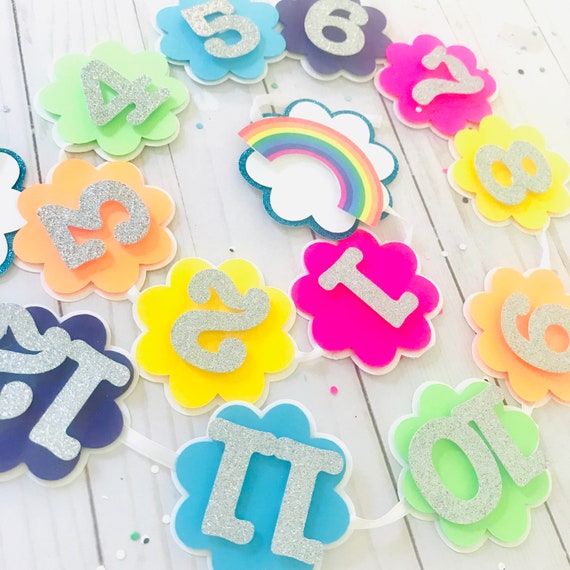 Monthly Rainbow Birthday Banner - Rainbow Birthday Decorations Il_570xn