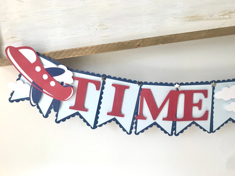 Time Flies Banner Aus Silber-Glitzer – Kindergeburtstag Dekoration Mit Flugzeug-Motiv
