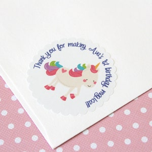 24 Personalised Unicorn Birthday Stickers – Thank You For Coming To My Party – Giggle Amore 5 thumbnail image