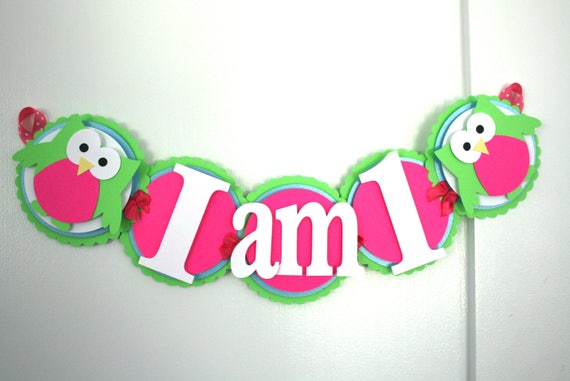 Owl High Chair Banner I Am 1 Birthday Banner Owl Themed