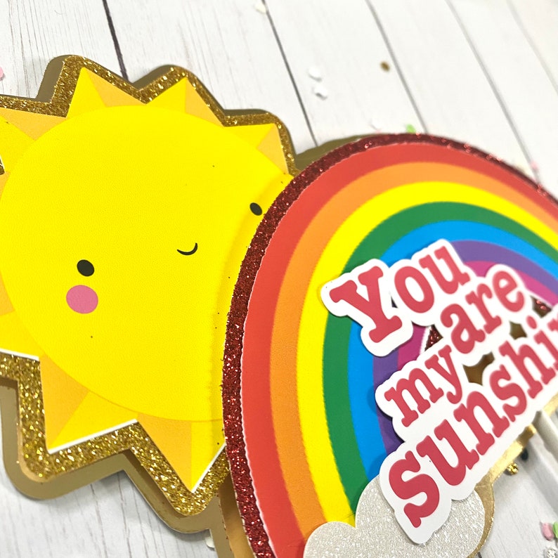 You Are My Sunshine Centerpiece Rainbow Cake Topper First | Etsy