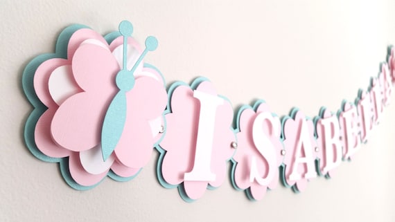 Butterfly Name Banner Butterfly Themed Birthday Banner Etsy