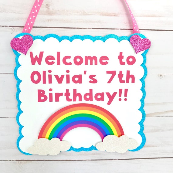 Rainbow Birthday Party - Rainbow Birthday Door sign Il_570xn