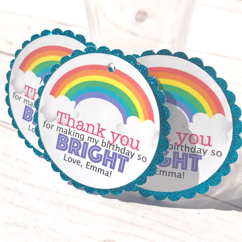Rainbow Birthday Decorations Rainbow Thank You Gift Tags Etsy