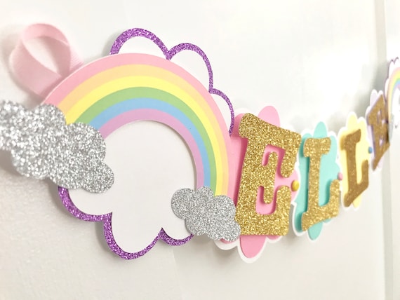 Rainbow Birthday Banner Rainbow Birthday Decorations 