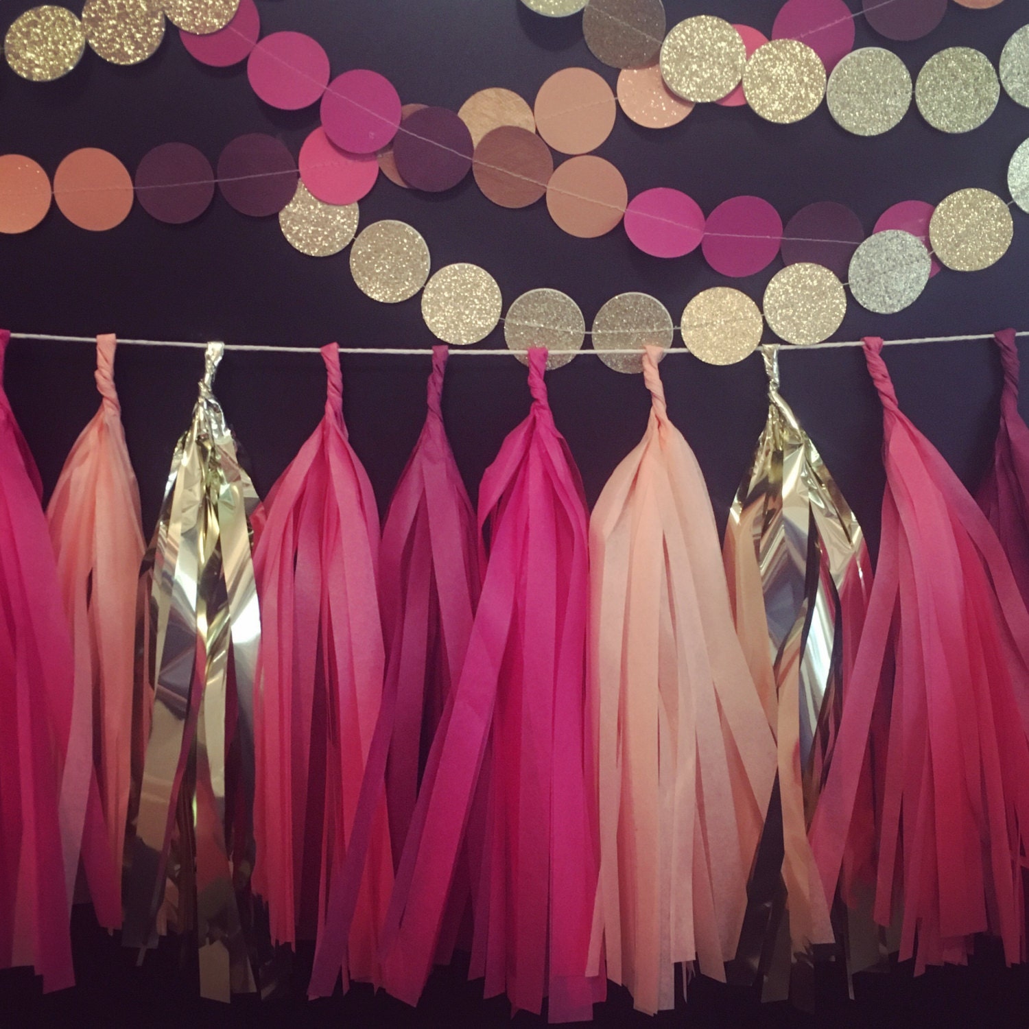 Tassel Banner Garland 9 Tassels Choose your Colors