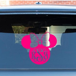 Minnie Mouse Monogram Vinyl Decal: Custom Car Laptop Mirror Sticker