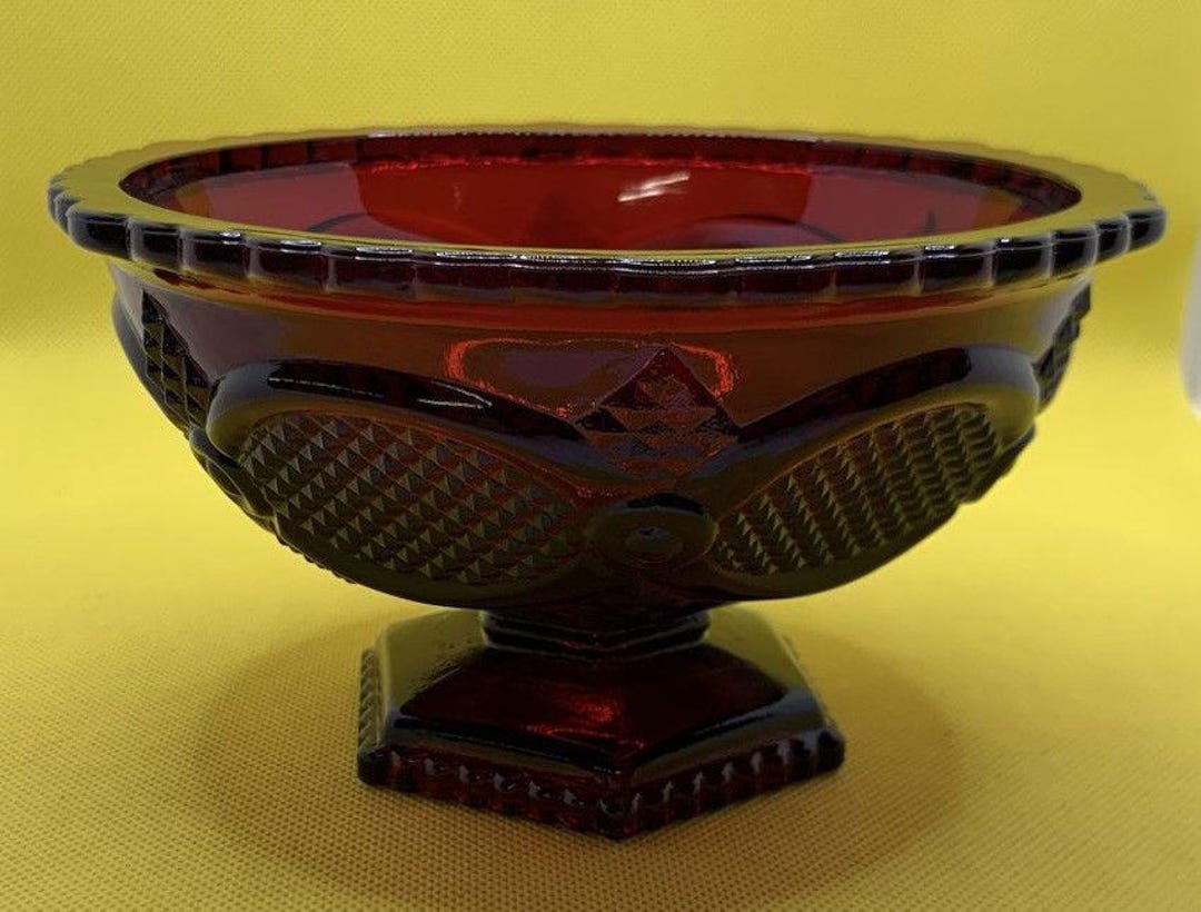 Avon 1876 Cape Cod Collection Ruby Red Glass Candy Dish Bowl From 1978 ...
