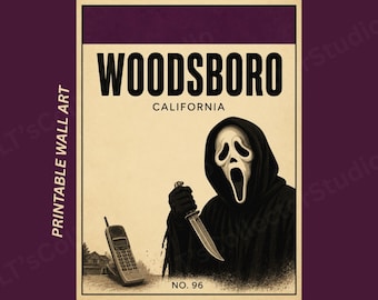 Scream Ghostface Horror Poster | Monopoly Inspired Woodsboro Property Wall Art