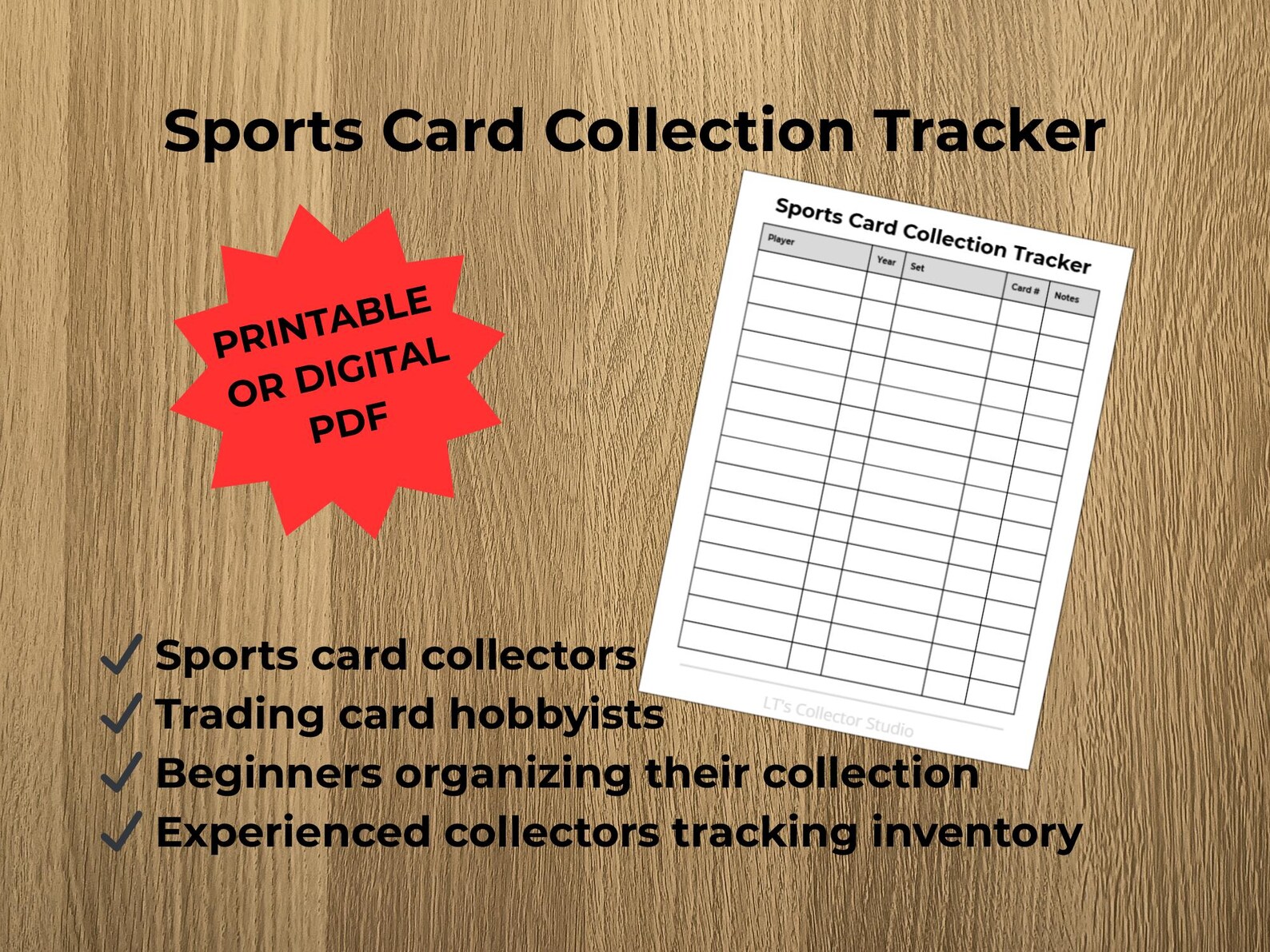 Sports Card Tracker, Trading Card Inventory Sheet, Collection Log ...