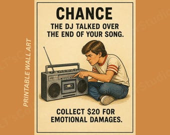 Gen X Monopoly Chance Poster | 80s Radio Cassette Nostalgia Wall Art