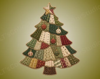 Christmas Tree PNG | Christmas Patchwork Quilt Art