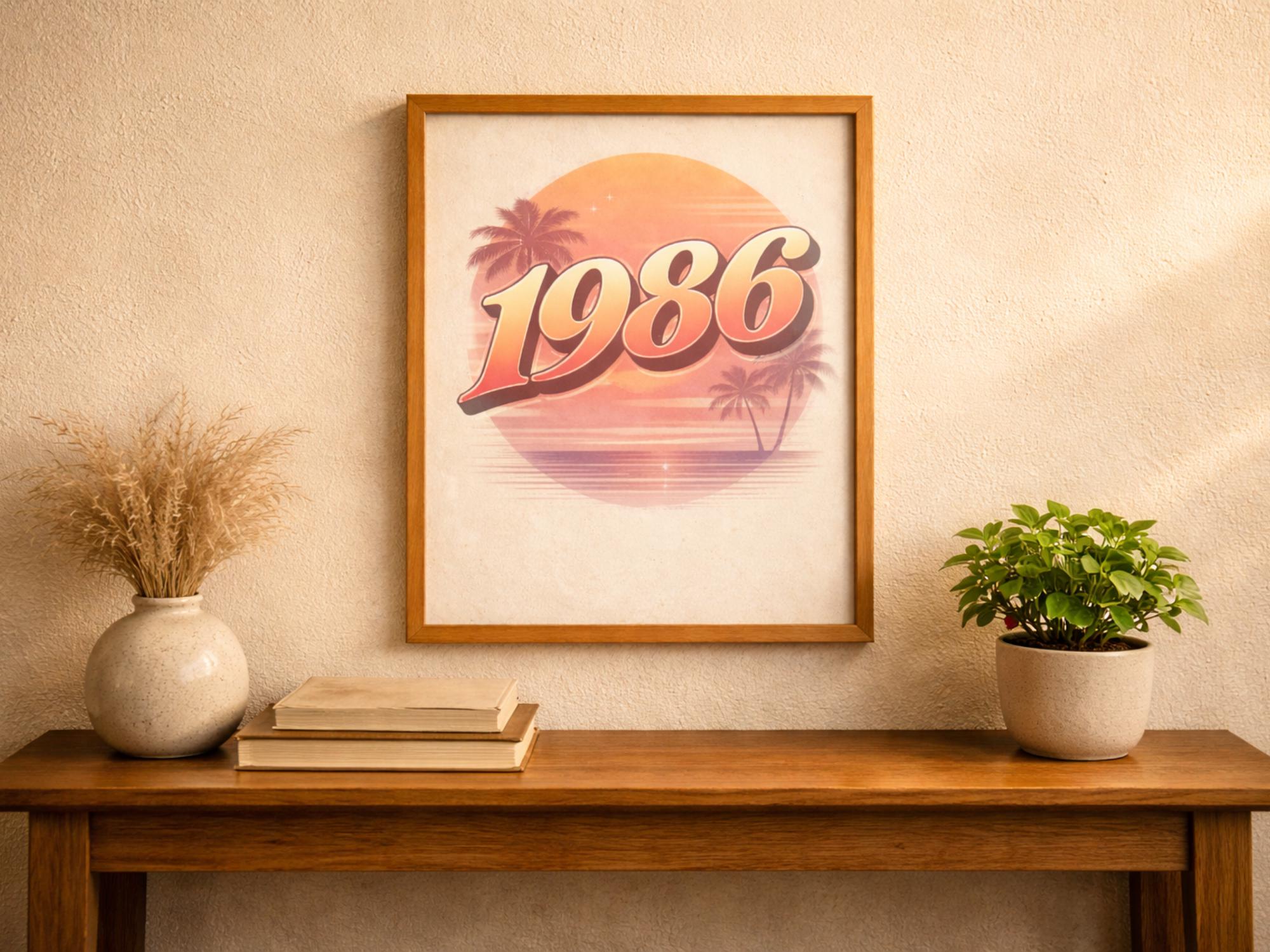 1986 Printable Wall Art, Retro Vintage Year Poster, 80s Nostalgia Print ...