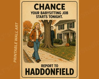 Halloween Horror Monopoly Poster | Michael Myers Haddonfield Chance Card Wall Art