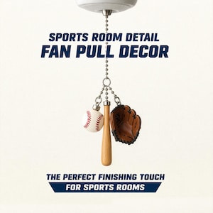 Sports Ceiling Fan Pull Chain Baseball Bat Glove Decor Gift for Boys Room Man Cave Sports Fan Light Pull