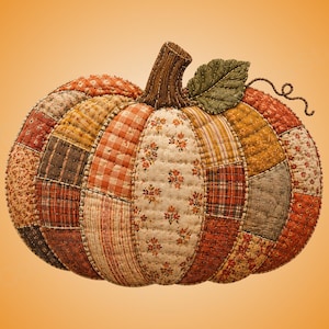 Pumpkin PNG | Fall Pumpkin Quilt Art | Heirloom Patchwork Pumpkin | Autumn Harvest PNG | Digital Download