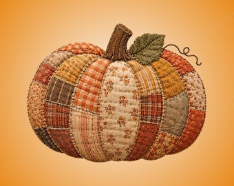 Patchwork Pumpkin PNG | Colorful Fall Quilt Art