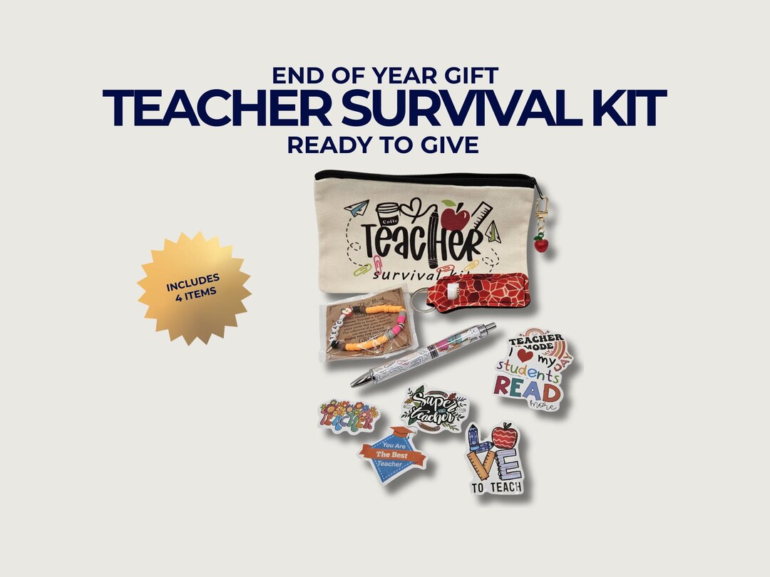 Teacher Appreciation Gift Set, Teacher Survival Kit Bag, End of Year ...