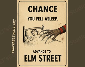 Nightmare on Elm Street Horror Poster | Freddy Krueger Monopoly Chance Wall Art