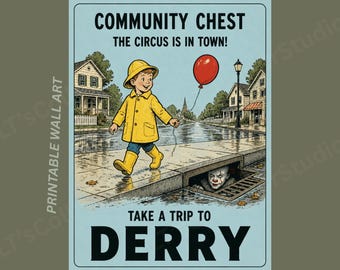 IT Pennywise Horror Poster | Monopoly Community Chest Derry Wall Art