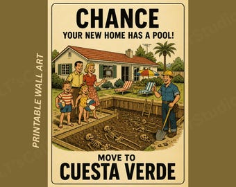 Poltergeist Horror Monopoly Poster | Cuesta Verde Chance Card Wall Art