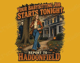 Halloween Babysitter Horror PNG | Haddonfield Retro Slasher Shirt Design