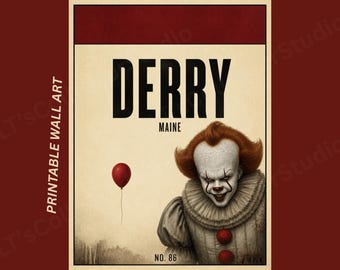 IT Pennywise Horror Poster | Derry Maine Monopoly Inspired Property Wall Art
