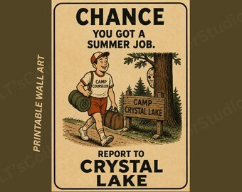 Friday the 13th Jason Horror Poster | Monopoly Chance Crystal Lake Wall Art