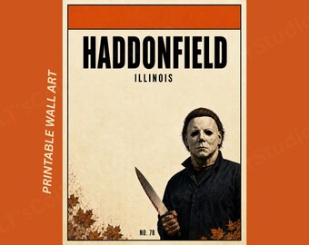 Halloween Michael Myers Horror Poster | Haddonfield Monopoly Inspired Property Wall Art
