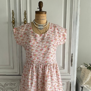 Floral Dress, Cottage Core Pink Bohemian Dress, Cocktail Cotton Dress, Mori Girl Dress, Sleeveless Dress, Loose Fit Floral Drees.