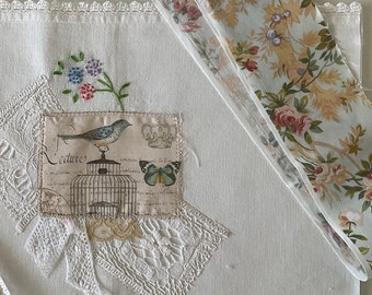 Junk Journal Cover Kit Inspiration Bundle-Fabric Collage-Vintage Textile, For Baby's Pillow