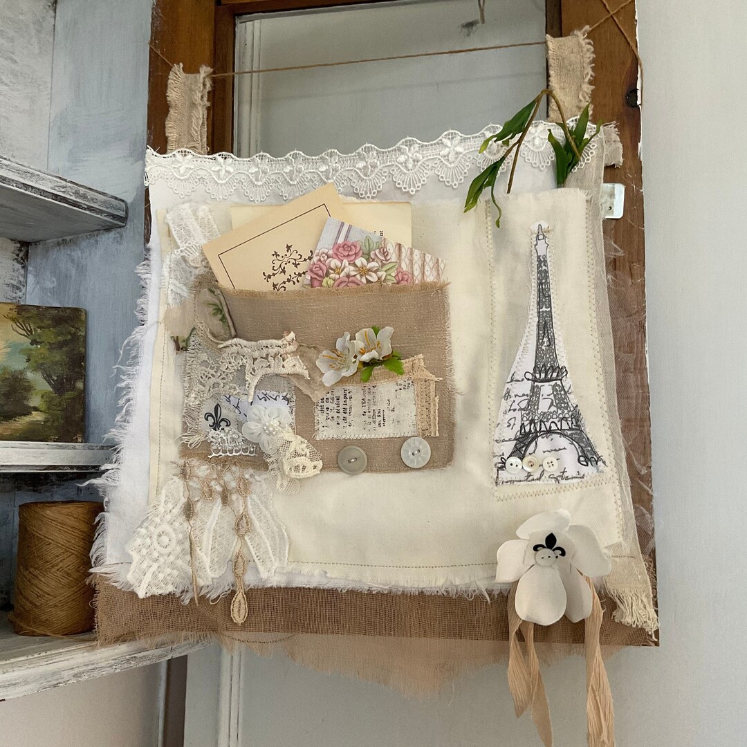 Handmade Fabric Wall Hanging Art/wall Pocket, Hanging Fabric Organizer