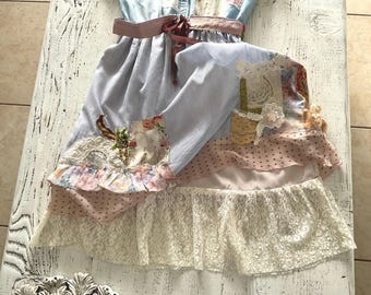 Patchwork Art to Wear Dress, Boho Chic Upcycled Top