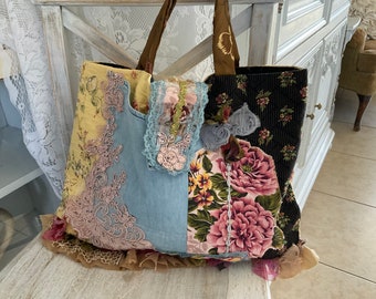 Boho Chic Shoulder Bag Wearable Art  Mori Girl Purse Whimsical Hand Bag