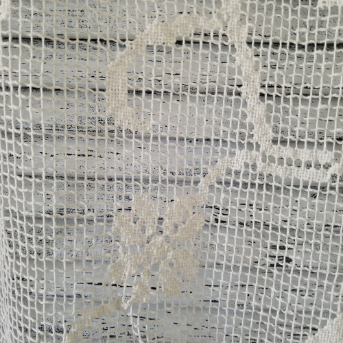 Lovely Vintage Ecru Lace Curtain Panel, Cream/Pearl shops Color, Upcycled Window Curtain, Shabby Chic Collected Home.